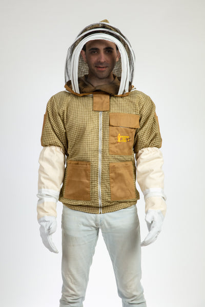 Khaki Beekeeping Ventilated Jacket with Fencing Veil