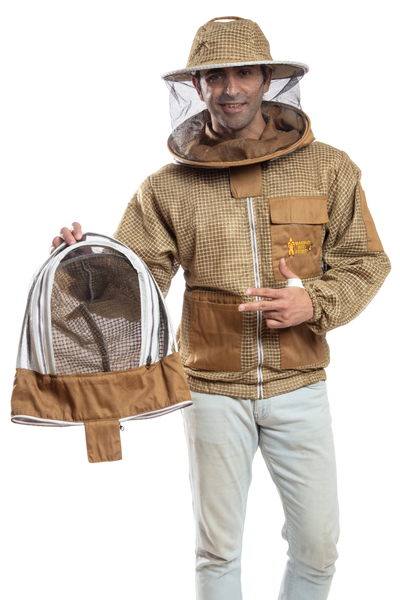 Khaki Beekeeping Ventilated Jacket with Round Veil & fencing jacket