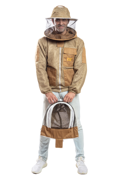 Khaki Beekeeping Ventilated Jacket with Round Veil & fencing jacket