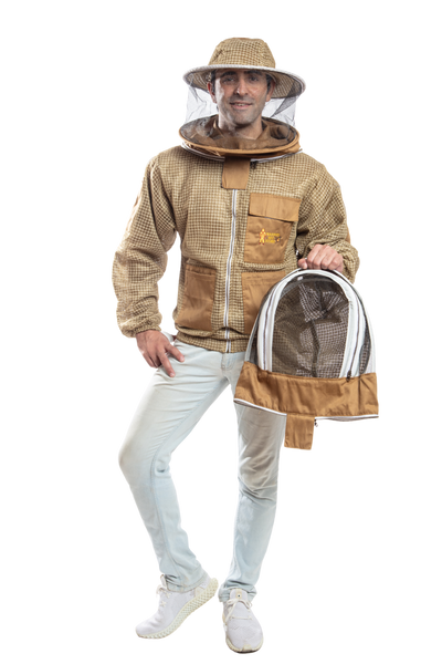 Khaki Beekeeping Ventilated Jacket with Round Veil & fencing jacket