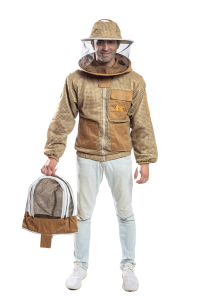 Khaki Beekeeping Ventilated Jacket with Round Veil & fencing jacket