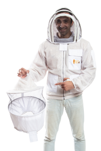 White Beekeeping Ventilated Jacket with Round Veil & fencing jacket