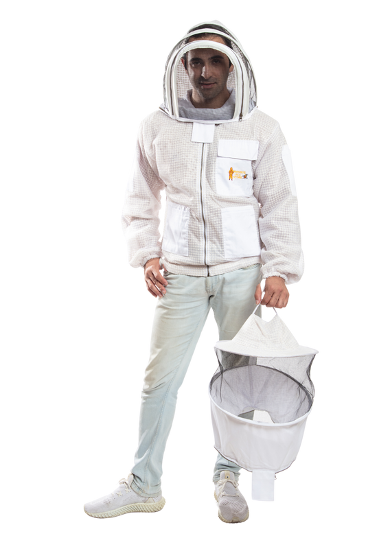 White Beekeeping Ventilated Jacket with Round Veil & fencing jacket