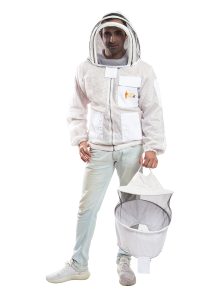 White Beekeeping Ventilated Jacket with Round Veil & fencing jacket