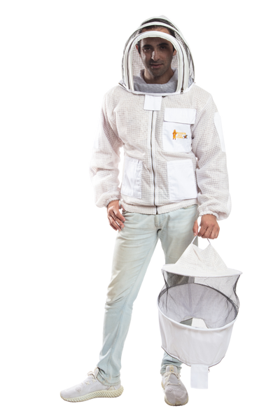 White Beekeeping Ventilated Jacket with Round Veil & fencing jacket