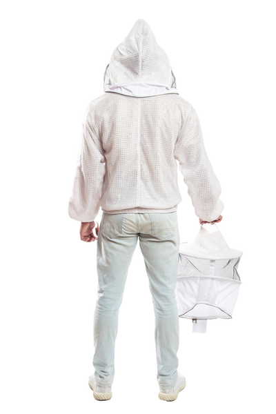 White Beekeeping Ventilated Jacket with Round Veil & fencing jacket