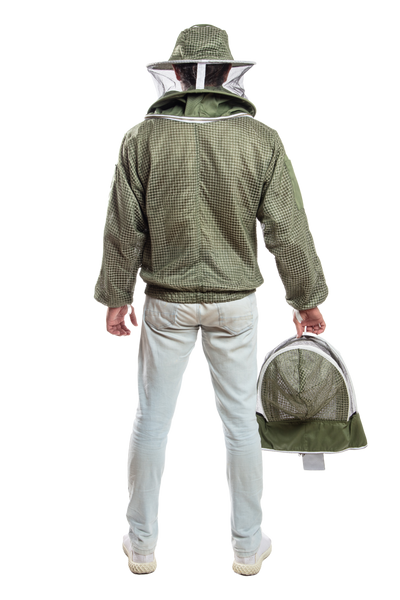 Olive Green Beekeeping Ventilated Jacket with Round Veil & fencing jacket