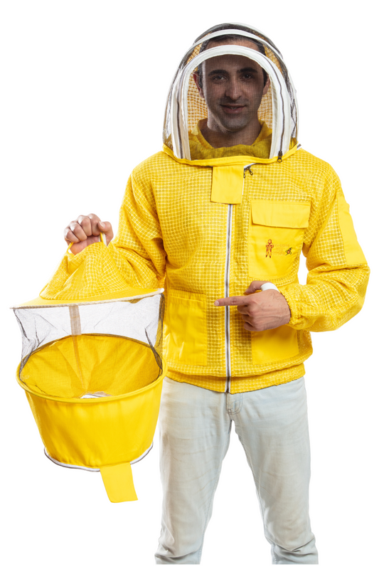 Yellow Beekeeping Ventilated Jacket with Round Veil & fencing jacket