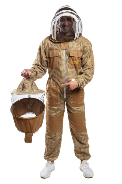 Khaki Beekeeping Ventilated Suits with Round & Fencing Veil