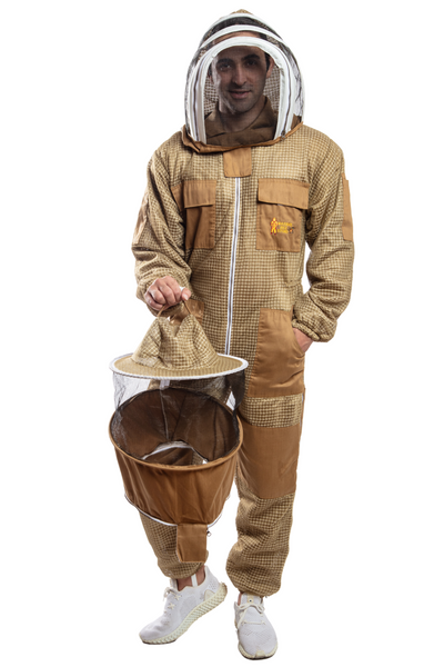 Khaki Beekeeping Ventilated Suits with Round & Fencing Veil