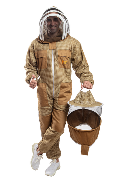 Khaki Beekeeping Ventilated Suits with Round & Fencing Veil