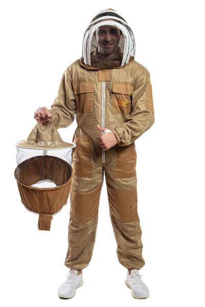 Khaki Beekeeping Ventilated Suits with Round & Fencing Veil