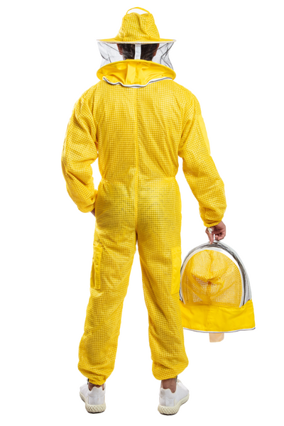 Yellow Beekeeping Ventilated Suits with Round Veil & Fencing Veil