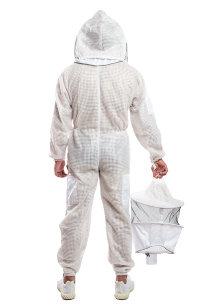 White Beekeeping Ventilated Suits with Round & Fencing Veil