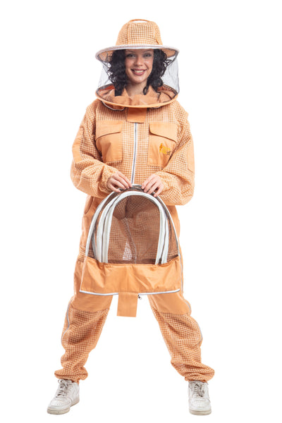 Sand/Peach Beekeeping Ventilated Suits with Round & Fencing Veil