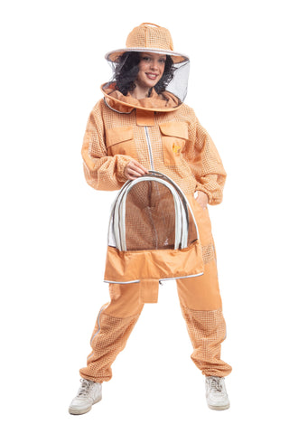 Sand/Peach Beekeeping Ventilated Suits with Round & Fencing Veil