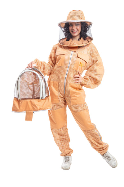 Sand/Peach Beekeeping Ventilated Suits with Round & Fencing Veil