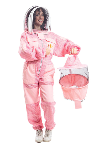 Pink Beekeeping Ventilated Suits with Round & Fencing Veil