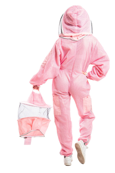 Pink Beekeeping Ventilated Suits with Round & Fencing Veil