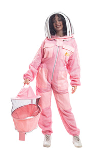 Pink Beekeeping Ventilated Suits with Round & Fencing Veil