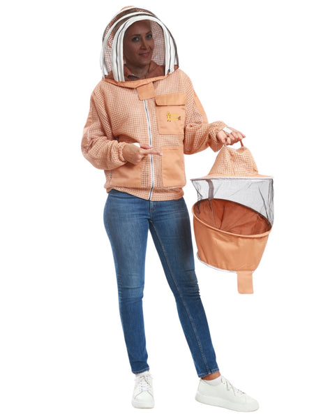 Sand/Peach Beekeeping Ventilated Jacket with Round Veil & fencing jacket