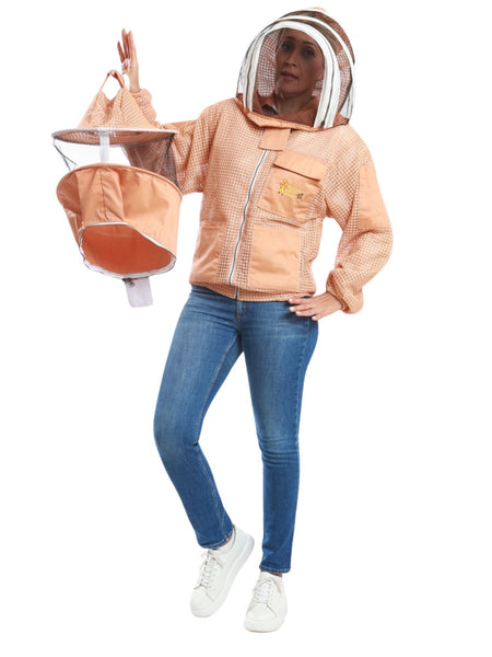 Sand/Peach Beekeeping Ventilated Jacket with Round Veil & fencing jacket