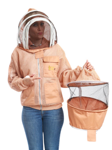 Sand/Peach Beekeeping Ventilated Jacket with Round Veil & fencing jacket