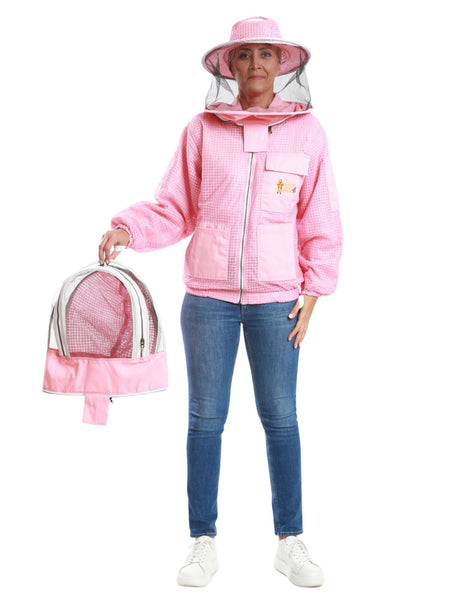 Pink Beekeeping Ventilated Jacket with Round Veil & fencing jacket