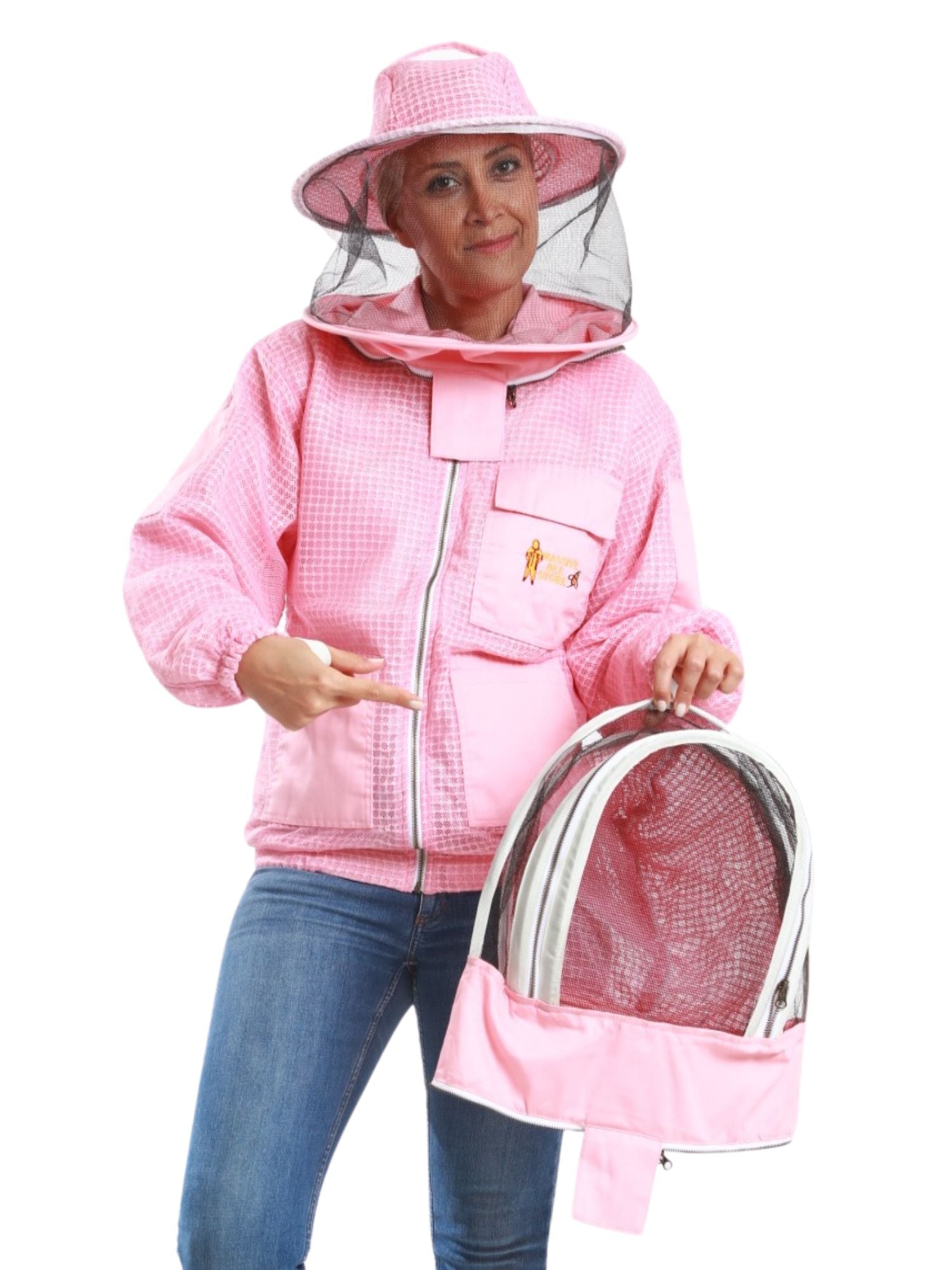 Pink Beekeeping Ventilated Jacket with Round Veil & fencing jacket