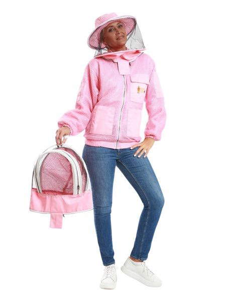 Pink Beekeeping Ventilated Jacket with Round Veil & fencing jacket