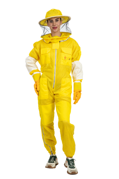 Yellow Beekeeping Ventilated Suits with Round Veil