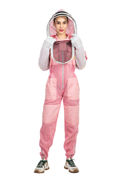 Pink Beekeeping Ventilated Suits with Fencing Veil