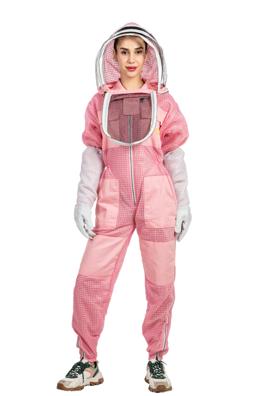 Pink Beekeeping Ventilated Suits with Fencing Veil