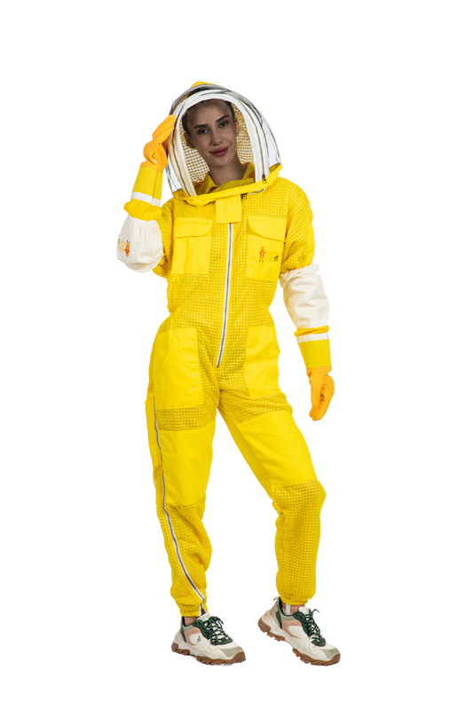 Yellow Beekeeping Ventilated Suits with Fencing Veil