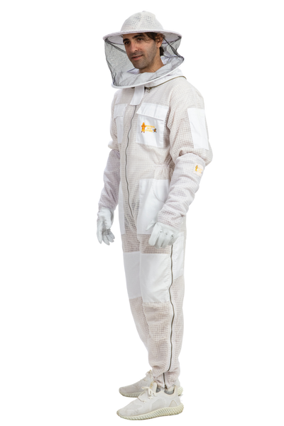 White Beekeeping Ventilated Suits with Round Veil