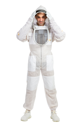 White Beekeeping Ventilated Suits with Fencing Veil