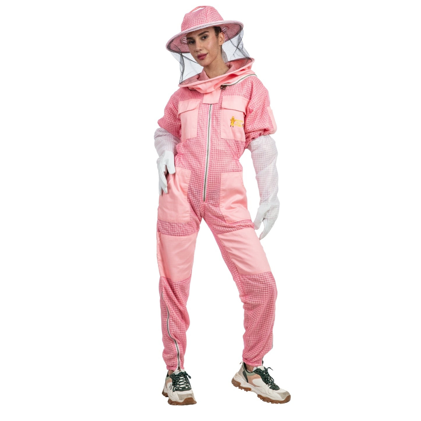 Pink Ventilated beekeeping Suits with Round Veil