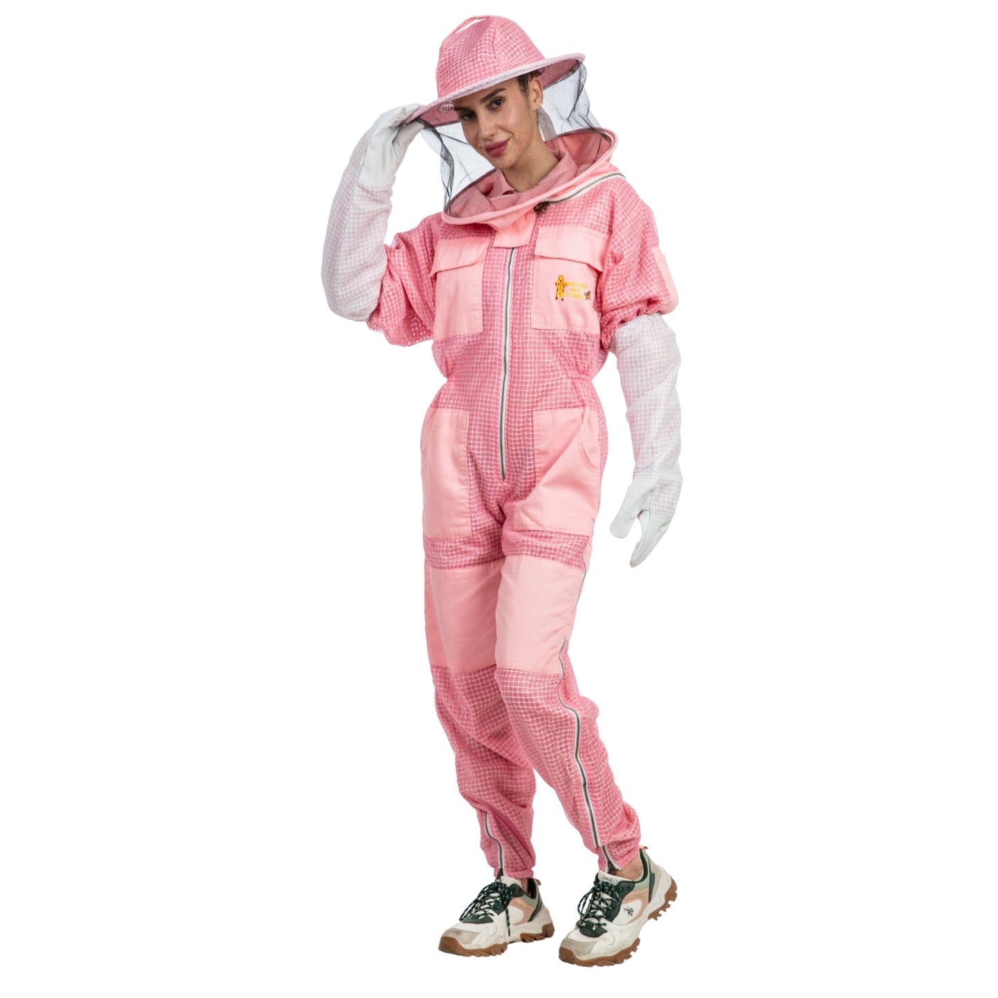 Pink Ventilated beekeeping Suits with Round Veil