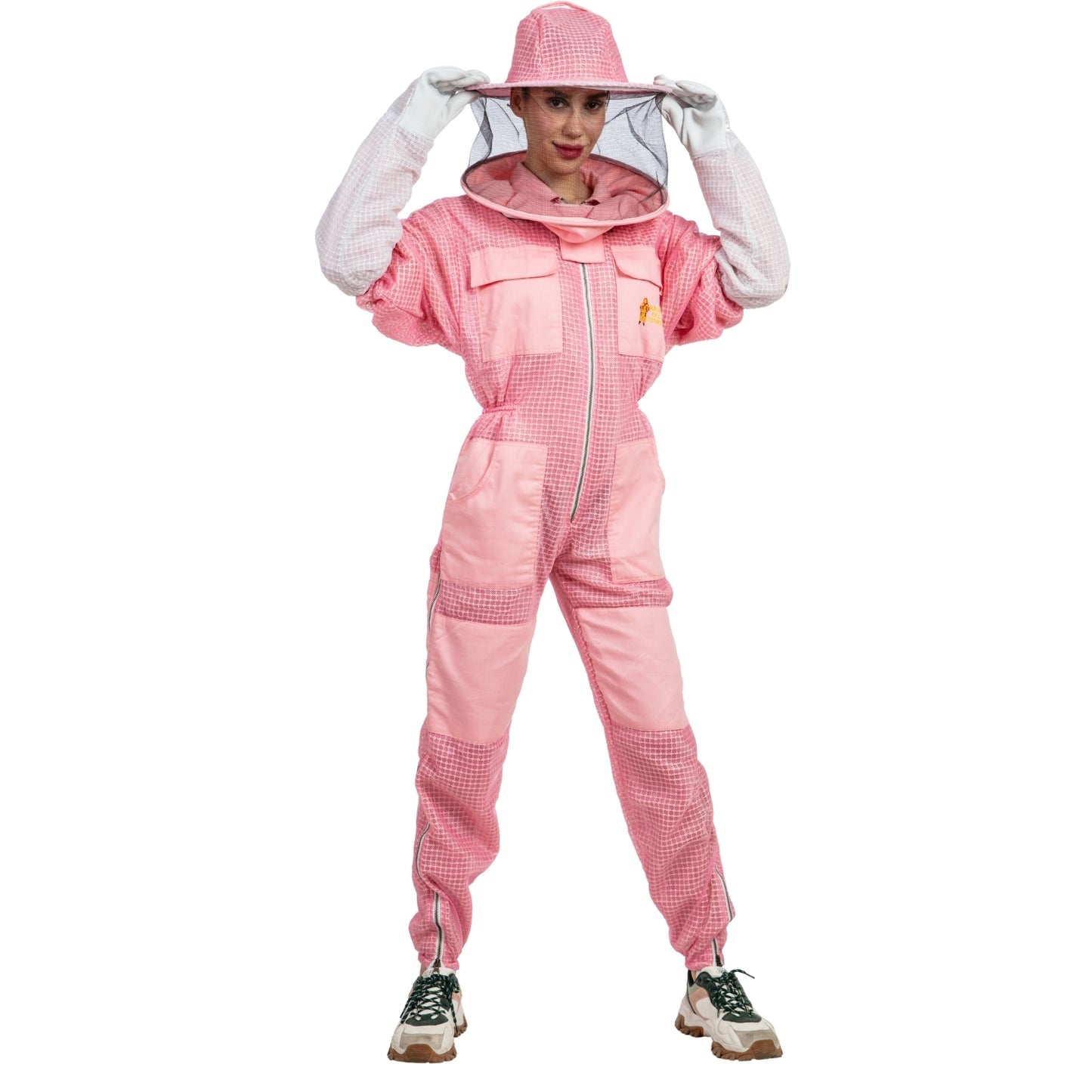Pink Ventilated beekeeping Suits with Round Veil