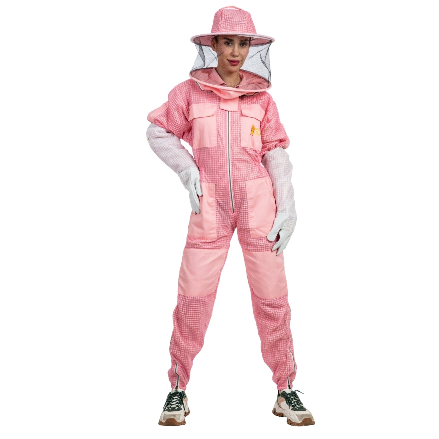 Pink Ventilated beekeeping Suits with Round Veil