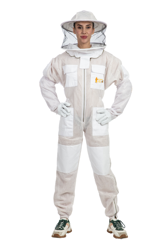 White Beekeeping Ventilated Suits with Round Veil