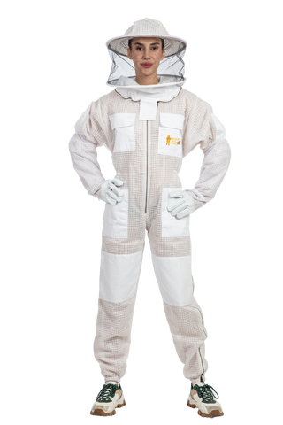 White Beekeeping Ventilated Suits with Round Veil
