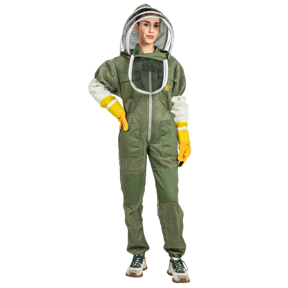 Olive Green Beekeeping Ventilated Suit with Fencing Veil
