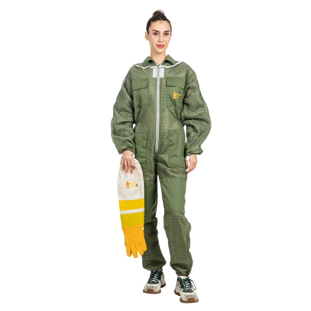 Olive Green Beekeeping Ventilated Suit with Fencing Veil
