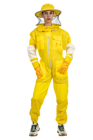 Yellow Beekeeping Ventilated Suits with Round Veil