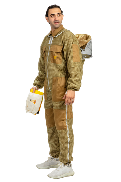 Khaki Beekeeping Ventilated Suits with Round Veil