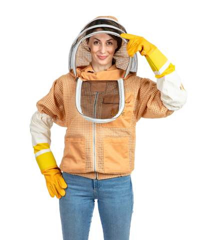 Sand Beekeeping Ventilated Jacket with Fencing Veil