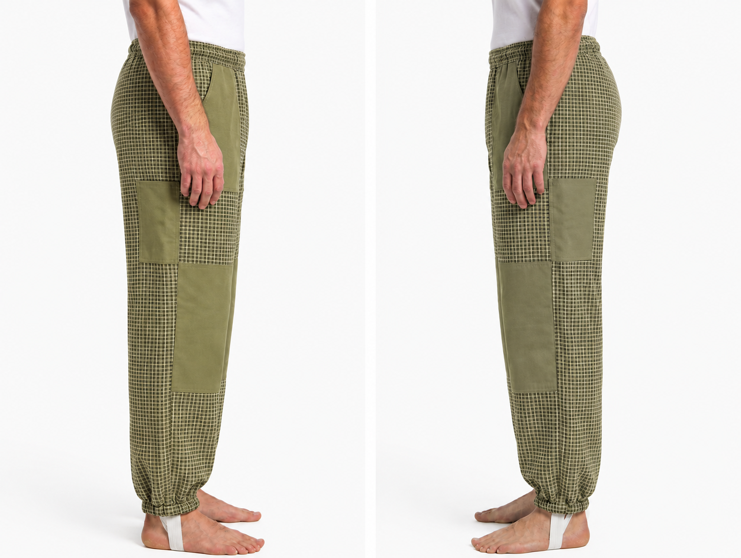 Beekeeping Ventilated Pant/Trouser in White Color with Leg Zipper Olive Green