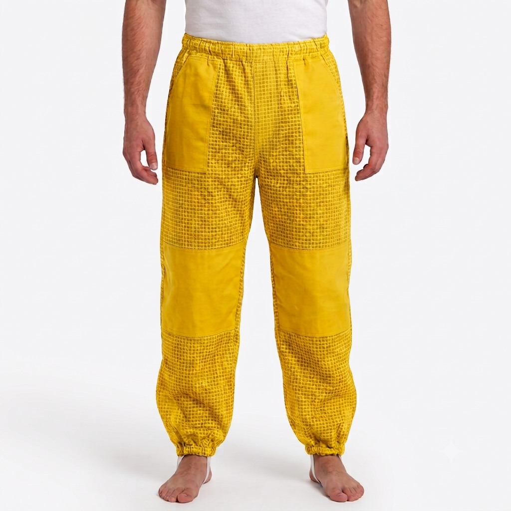 Beekeeping Ventilated Pant/Trouser in White Color with Leg Zipper Yellow