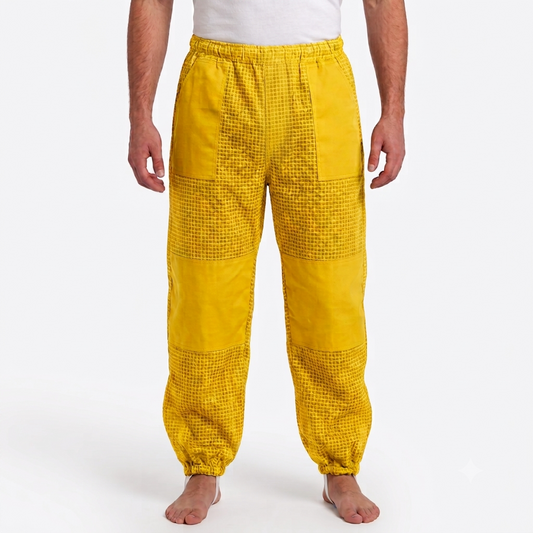 Beekeeping Ventilated Pant/Trouser in White Color with Leg Zipper Yellow
